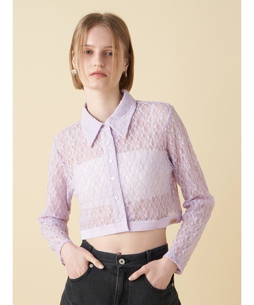 FURFUR（ファーファー）の「ウエストロゴレースシャツ（シャツ/ブラウス・レディース・ラベンダー/ホワイト/ブラック・FREE）」の3枚目の写真