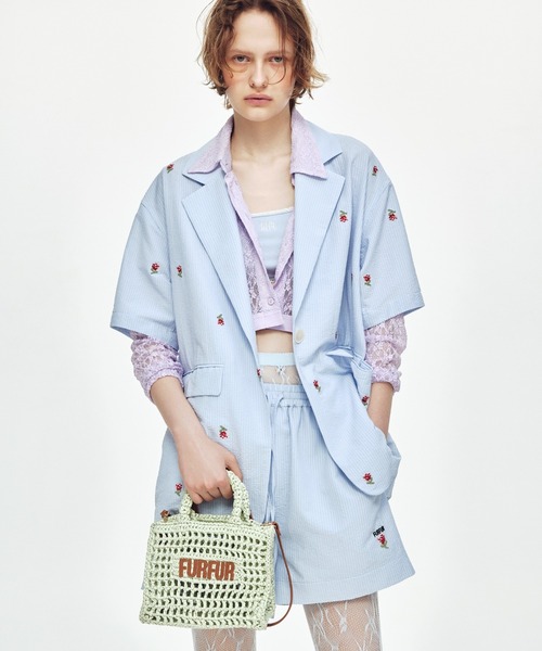 FURFUR（ファーファー）の「ウエストロゴレースシャツ（シャツ/ブラウス・レディース・ラベンダー/ホワイト/ブラック・FREE）」の5枚目の写真