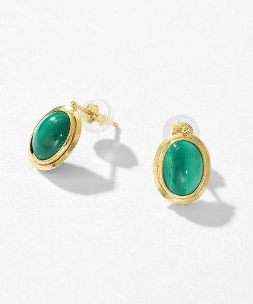 Jewel closet by L&Co.(ジュエルクローゼットバイエルアンドコー)の「K10 カラーストーン ピアス(ピアス(両耳用)・レディース・モスグリーン・FREE)」の1枚目の写真