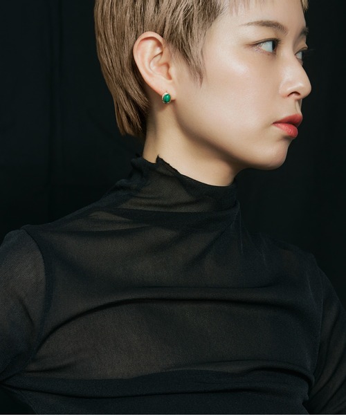 Jewel closet by L&Co.(ジュエルクローゼットバイエルアンドコー)の「K10 カラーストーン ピアス(ピアス(両耳用)・レディース・モスグリーン・FREE)」の5枚目の写真