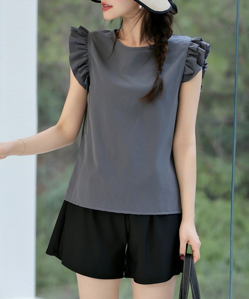 TeddyShop（テディショップ）の「【UVカット率 99％以上】レディース水着 バックリボンフリルトップス+ダブルストラップビキニ+ショートパンツ 4点セット [大きいサイズ有]（水着・レディース・グレー/ホワイト/ベージュ/ブラウン・M/S/L/LL）」の17枚目の写真