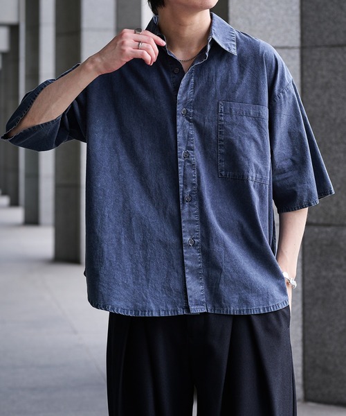 epnok（エプノック）の「ケミカルウォッシュルーズ半袖シャツ（シャツ/ブラウス・メンズ・インディゴブルー/ブラック・SMALL/MEDIUM/LARGE）」の20枚目の写真