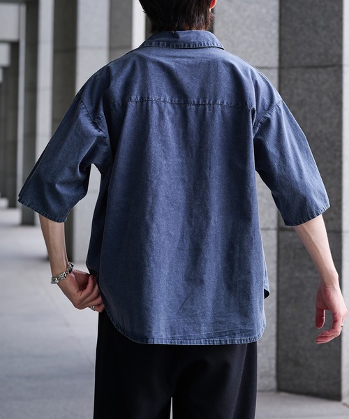 epnok（エプノック）の「ケミカルウォッシュルーズ半袖シャツ（シャツ/ブラウス・メンズ・インディゴブルー/ブラック・SMALL/MEDIUM/LARGE）」の22枚目の写真