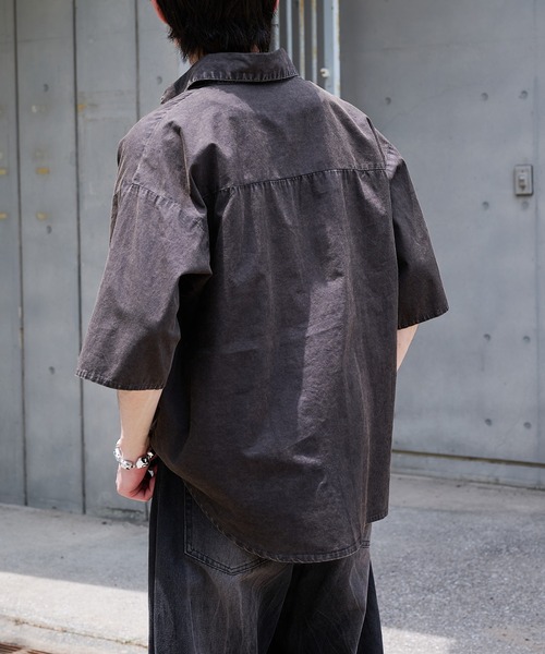 epnok（エプノック）の「ケミカルウォッシュルーズ半袖シャツ（シャツ/ブラウス・メンズ・インディゴブルー/ブラック・SMALL/MEDIUM/LARGE）」の14枚目の写真