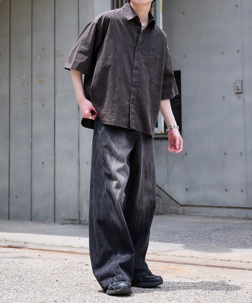 epnok（エプノック）の「ケミカルウォッシュルーズ半袖シャツ（シャツ/ブラウス・メンズ・インディゴブルー/ブラック・SMALL/MEDIUM/LARGE）」の16枚目の写真