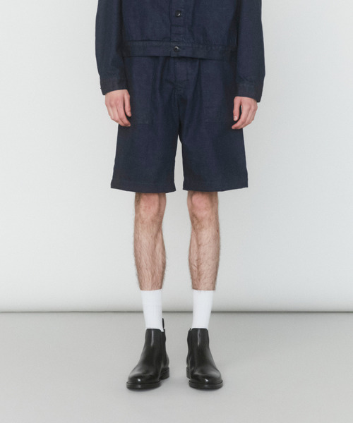 VICTIM(ヴィクティム)の「VICTIM ヴィクティム / DENIM EASY SHORTS セットアップデニムイージーショーツ ショートパンツ / VTM-25-P-006(その他パンツ・メンズ・ブルー/オフホワイト・2)」の2枚目の写真