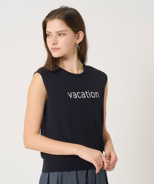ANAYI（アナイ）の「VACATION ロゴ プルオーバー（ニット/セーター・レディース・ネイビー/オフホワイト/ピンク・38/36）」の10枚目の写真