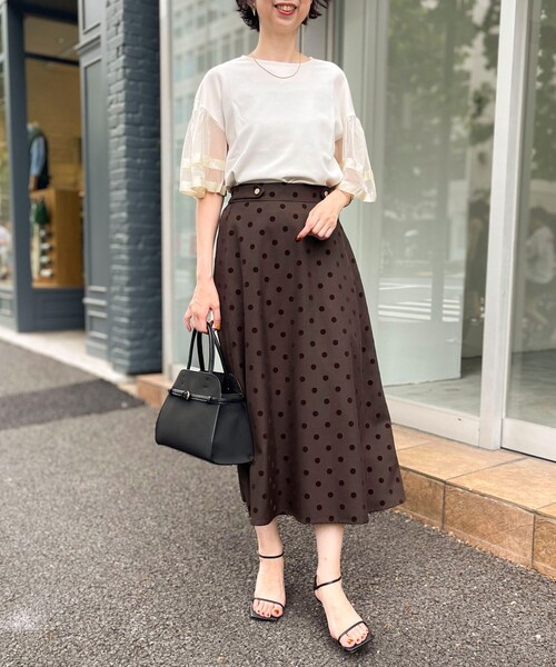 MICO COULIER（ミコクリエ）の「カットジョーゼット袖レースブラウス（Tシャツ/カットソー・レディース・ブラック/キナリ・38）」の12枚目の写真