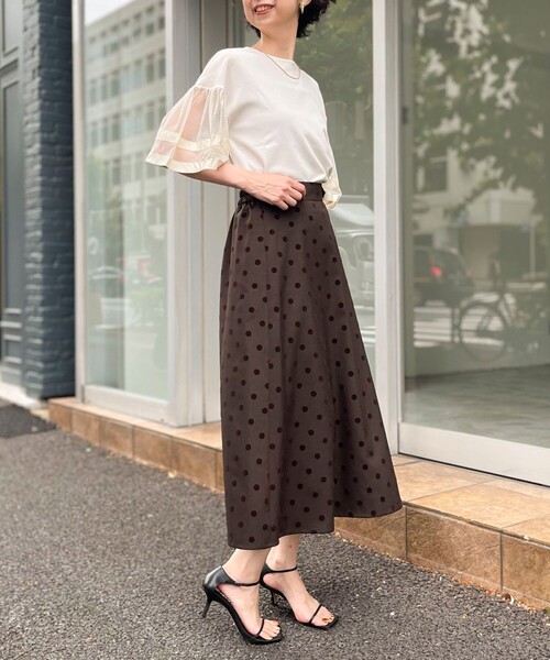 MICO COULIER（ミコクリエ）の「カットジョーゼット袖レースブラウス（Tシャツ/カットソー・レディース・ブラック/キナリ・38）」の13枚目の写真