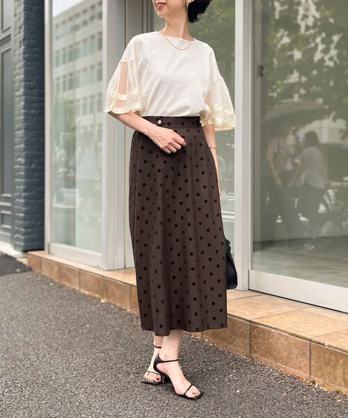 MICO COULIER（ミコクリエ）の「カットジョーゼット袖レースブラウス（Tシャツ/カットソー・レディース・ブラック/キナリ・38）」の17枚目の写真