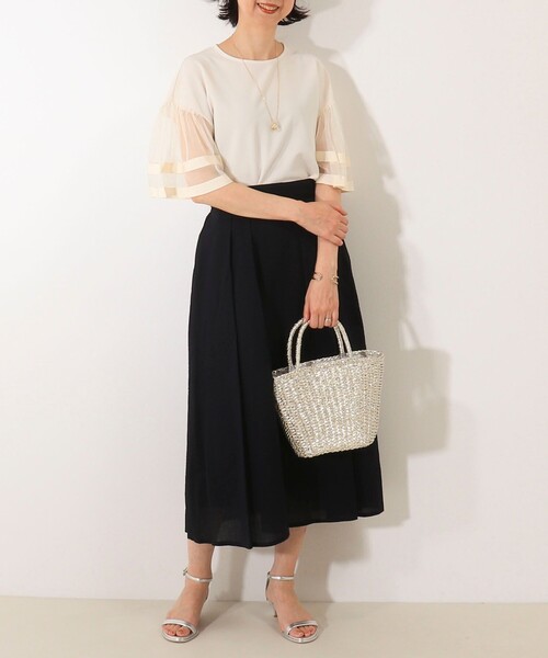 MICO COULIER（ミコクリエ）の「カットジョーゼット袖レースブラウス（Tシャツ/カットソー・レディース・ブラック/キナリ・38）」の18枚目の写真