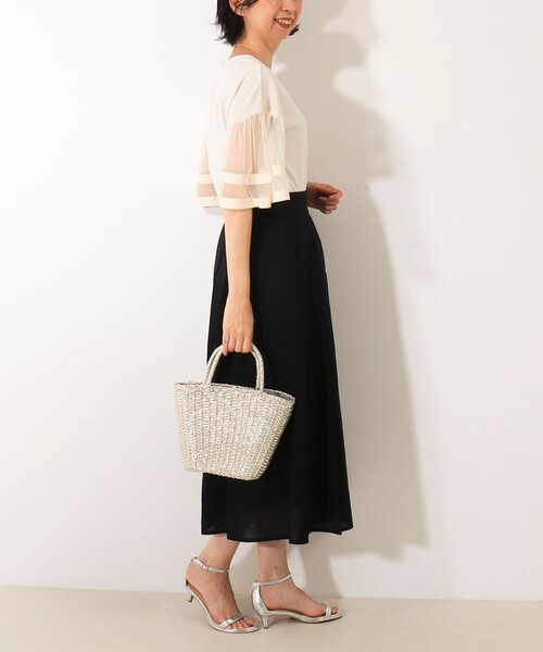 MICO COULIER（ミコクリエ）の「カットジョーゼット袖レースブラウス（Tシャツ/カットソー・レディース・ブラック/キナリ・38）」の20枚目の写真