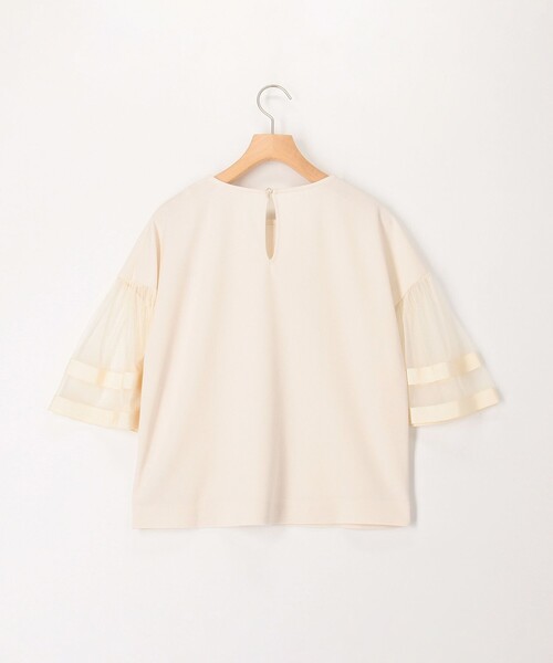 MICO COULIER（ミコクリエ）の「カットジョーゼット袖レースブラウス（Tシャツ/カットソー・レディース・ブラック/キナリ・38）」の11枚目の写真