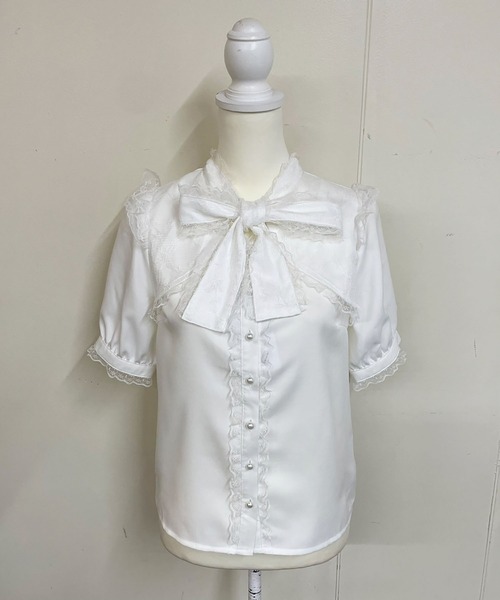 MA*RS（アメーバーマーズ）の「リボンレースボレロブラウス（シャツ/ブラウス・レディース・ブラック/ホワイト・FREE）」の5枚目の写真