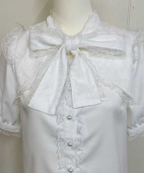 MA*RS（アメーバーマーズ）の「リボンレースボレロブラウス（シャツ/ブラウス・レディース・ブラック/ホワイト・FREE）」の3枚目の写真