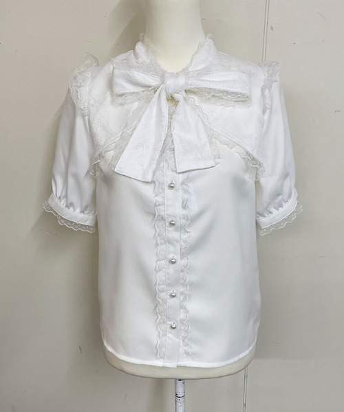 MA*RS（アメーバーマーズ）の「リボンレースボレロブラウス（シャツ/ブラウス・レディース・ブラック/ホワイト・FREE）」の4枚目の写真