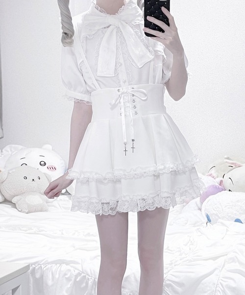 MA*RS（アメーバーマーズ）の「リボンレースボレロブラウス（シャツ/ブラウス・レディース・ブラック/ホワイト・FREE）」の9枚目の写真