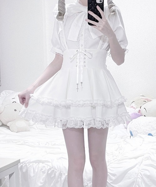 MA*RS（アメーバーマーズ）の「リボンレースボレロブラウス（シャツ/ブラウス・レディース・ブラック/ホワイト・FREE）」の8枚目の写真