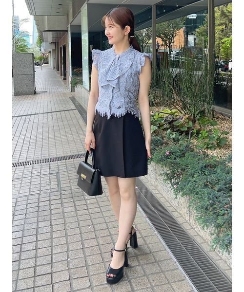 snidel ラップスカショーパン black SNIDEL プリーツラップスカショーパン ブラック -ファッション