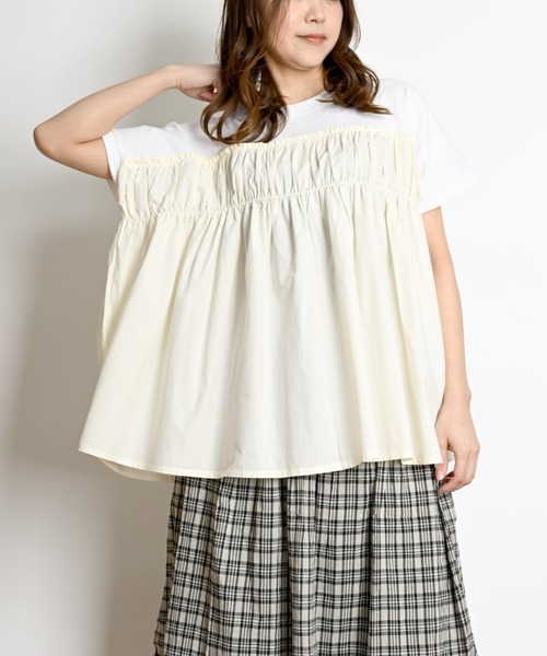 MARAI(マーライ)の「ビスチェ風半袖カットソー(Tシャツ/カットソー・レディース・ブルー/ホワイト/ブラック/ベージュ・FREE)」の1枚目の写真