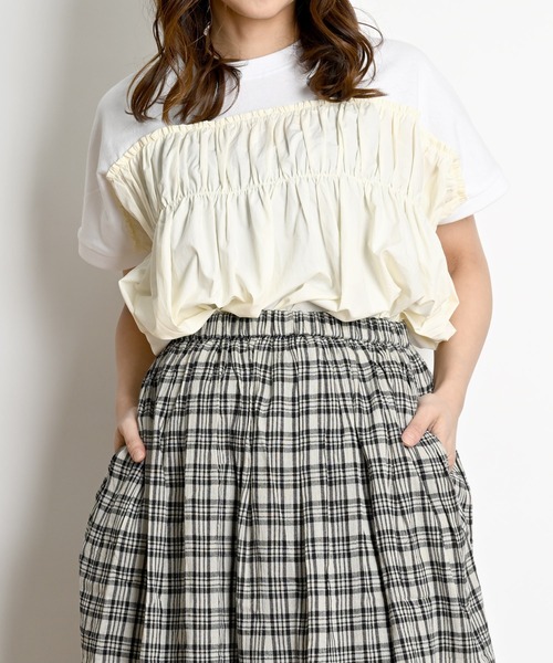 MARAI(マーライ)の「ビスチェ風半袖カットソー(Tシャツ/カットソー・レディース・ブルー/ホワイト/ブラック/ベージュ・FREE)」の6枚目の写真