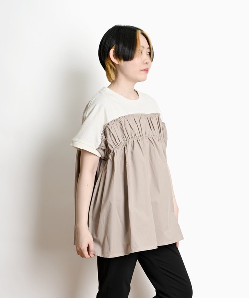 MARAI(マーライ)の「ビスチェ風半袖カットソー(Tシャツ/カットソー・レディース・ブルー/ホワイト/ブラック/ベージュ・FREE)」の14枚目の写真