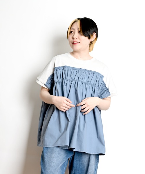 MARAI(マーライ)の「ビスチェ風半袖カットソー(Tシャツ/カットソー・レディース・ブルー/ホワイト/ブラック/ベージュ・FREE)」の17枚目の写真