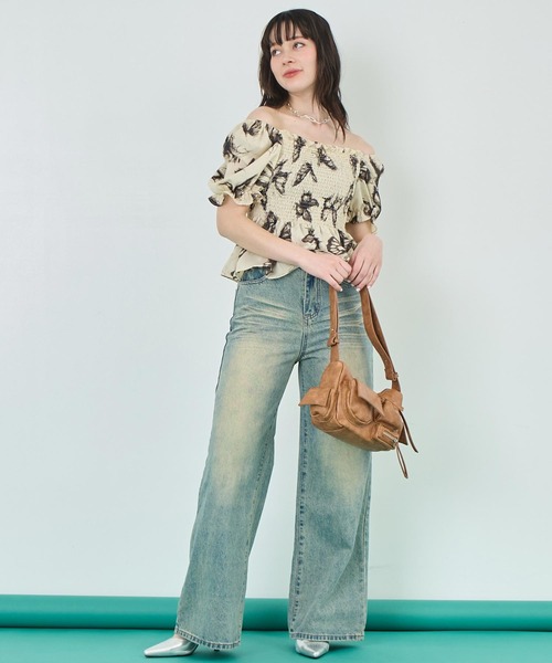 ANAP(アナップ)の「ウォッシュ 加工 デニム ワイド パンツ(デニムパンツ・レディース・ブルー/ライトブルー・S/M)」の7枚目の写真