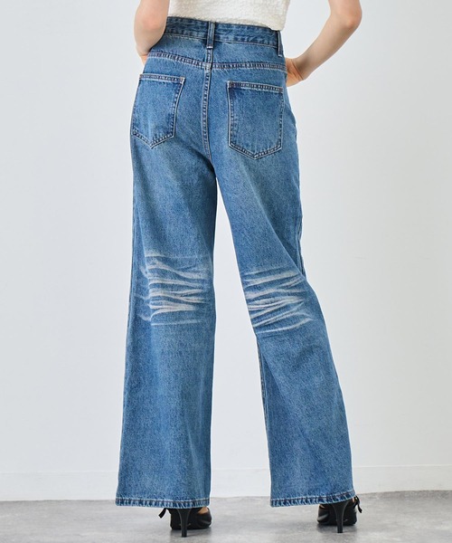 ANAP(アナップ)の「ウォッシュ 加工 デニム ワイド パンツ(デニムパンツ・レディース・ブルー/ライトブルー・S/M)」の11枚目の写真