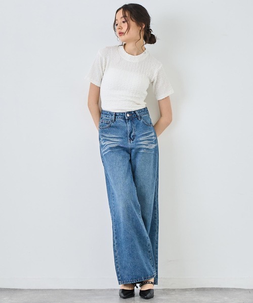ANAP(アナップ)の「ウォッシュ 加工 デニム ワイド パンツ(デニムパンツ・レディース・ブルー/ライトブルー・S/M)」の12枚目の写真