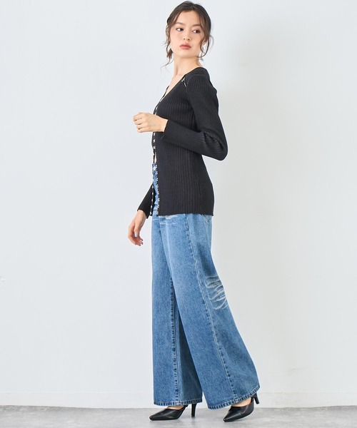 ANAP(アナップ)の「ウォッシュ 加工 デニム ワイド パンツ(デニムパンツ・レディース・ブルー/ライトブルー・S/M)」の17枚目の写真