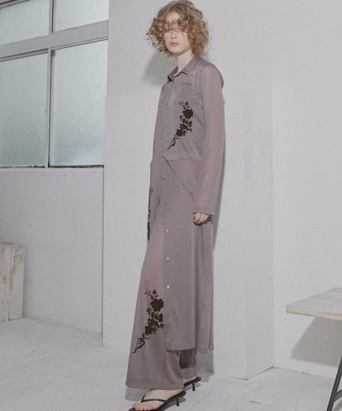 LE CIEL BLEU/ルシェルブルー Sheer Relax Pant w/Flocked LE CIEL BLEU/ルシェルブルー Sheer Relax Pant w/Flocked