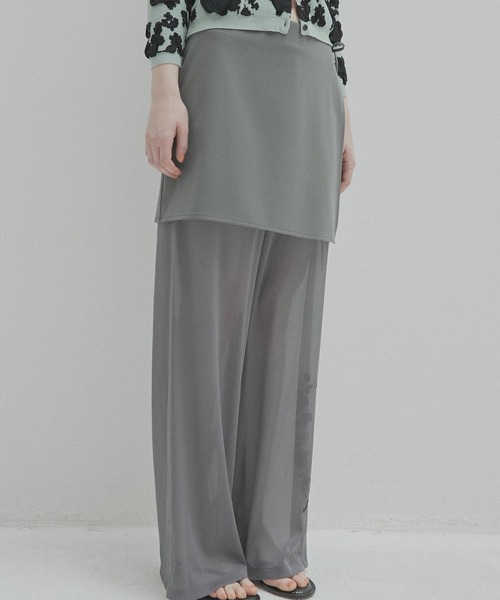 LE CIEL BLEU(ルシェルブルー)の「LE CIEL BLEU/ルシェルブルー Sheer Relax Pant w/Flocked Flower シアーリラックスパンツwフロックフラワー(その他パンツ・レディース・ブラック/グレー/ブラウン・34/38/36)」の3枚目の写真