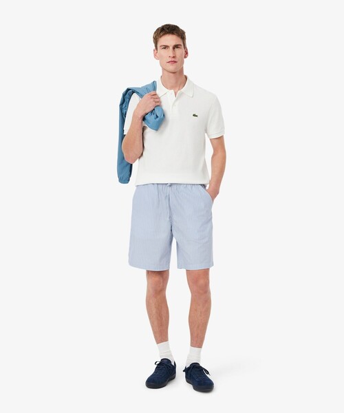 Lacoste Sportストライプ ポロシャツ＆ショートパンツ セット LACOSTE テニスウェア レディースポロシャツ&ショートパンツ