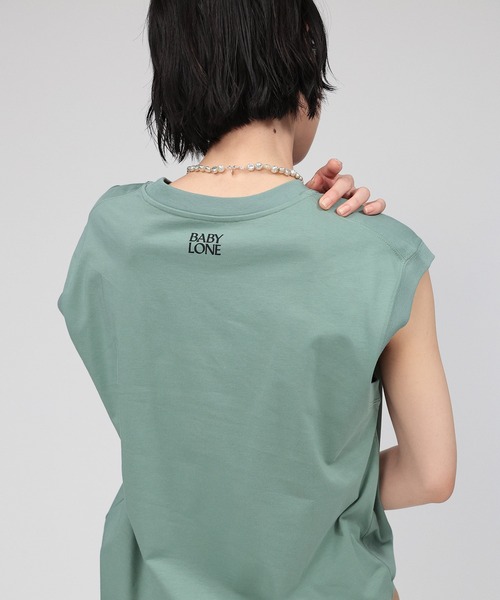 BABYLONE(バビロン)の「PLAYFUL ノースリTEE(タンクトップ・レディース・チャコール/ホワイト/ライム・フリー)」の19枚目の写真