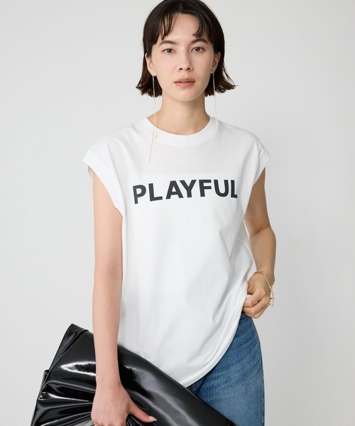 BABYLONE(バビロン)の「PLAYFUL ノースリTEE(タンクトップ・レディース・チャコール/ホワイト/ライム・フリー)」の4枚目の写真