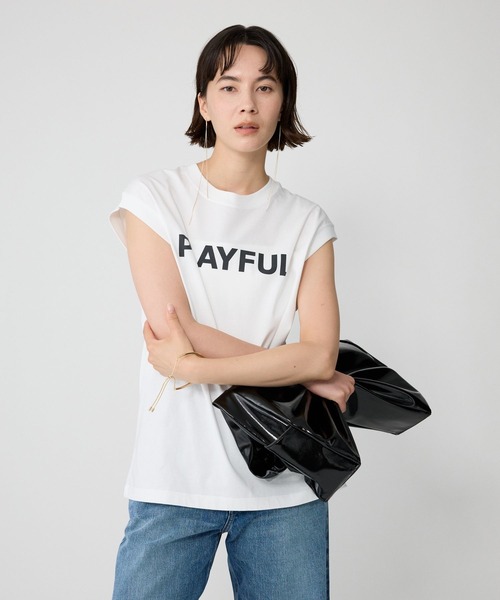 BABYLONE(バビロン)の「PLAYFUL ノースリTEE(タンクトップ・レディース・チャコール/ホワイト/ライム・フリー)」の6枚目の写真