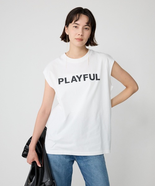 BABYLONE(バビロン)の「PLAYFUL ノースリTEE(タンクトップ・レディース・チャコール/ホワイト/ライム・フリー)」の8枚目の写真
