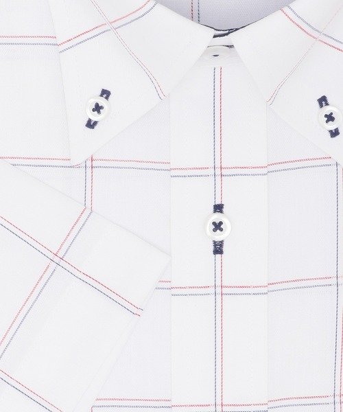TOKYO SHIRTS(トウキョウシャツ)の「【吸水速乾】 形態安定ノーアイロン ボタンダウン 半袖ビジネスワイシャツ(ビジネスシャツ・メンズ・レッド系その他・首回り39cm/首回り41cm/首回り42cm/首回り43cm/首回り37cm)」の3枚目の写真