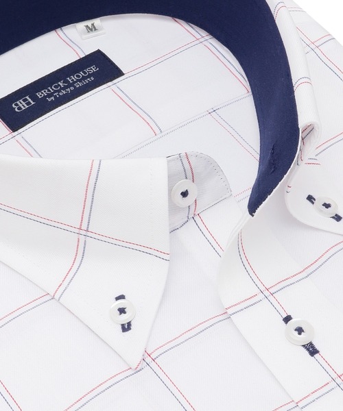 TOKYO SHIRTS(トウキョウシャツ)の「【吸水速乾】 形態安定ノーアイロン ボタンダウン 半袖ビジネスワイシャツ(ビジネスシャツ・メンズ・レッド系その他・首回り39cm/首回り41cm/首回り42cm/首回り43cm/首回り37cm)」の2枚目の写真