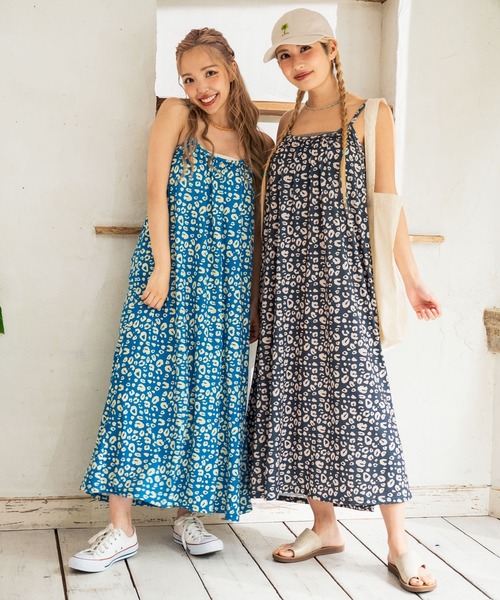 セール】レオパード柄 キャミソール ロング ワンピース（ワンピース