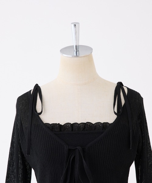 one after another NICE CLAUP（ワンアフターアナザーナイスクラップ）の「レースニットアンサンブル（アンサンブル・レディース・オフホワイト/ピンク/ブラック・FREE）」の11枚目の写真