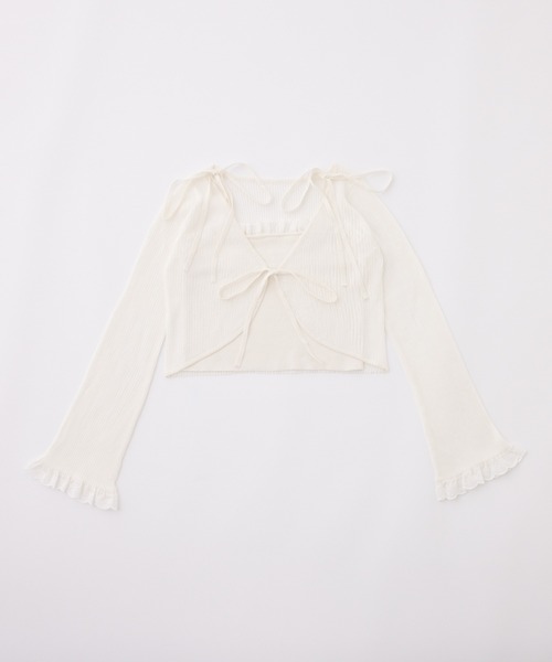 one after another NICE CLAUP（ワンアフターアナザーナイスクラップ）の「レースニットアンサンブル（アンサンブル・レディース・オフホワイト/ピンク/ブラック・FREE）」の7枚目の写真