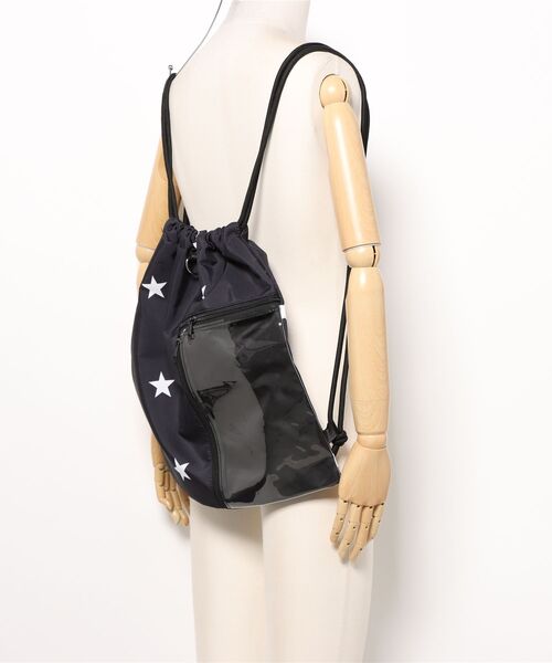 Port(ポート)の「【 Port / ポート 】 クリア ポケット付き デザイン ナップサック スター / ドット #(バックパック/リュック・レディース・ホワイト/ブラック/ホワイト系その他/ブラック系その他・FREE)」の8枚目の写真