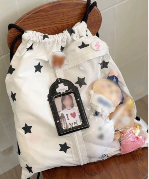 Port(ポート)の「【 Port / ポート 】 クリア ポケット付き デザイン ナップサック スター / ドット #(バックパック/リュック・レディース・ホワイト/ブラック/ホワイト系その他/ブラック系その他・FREE)」の2枚目の写真