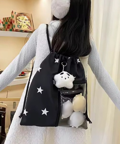 Port(ポート)の「【 Port / ポート 】 クリア ポケット付き デザイン ナップサック スター / ドット #(バックパック/リュック・レディース・ホワイト/ブラック/ホワイト系その他/ブラック系その他・FREE)」の21枚目の写真