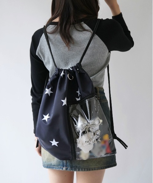 Port(ポート)の「【 Port / ポート 】 クリア ポケット付き デザイン ナップサック スター / ドット #(バックパック/リュック・レディース・ホワイト/ブラック/ホワイト系その他/ブラック系その他・FREE)」の18枚目の写真