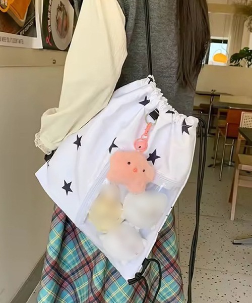 Port(ポート)の「【 Port / ポート 】 クリア ポケット付き デザイン ナップサック スター / ドット #(バックパック/リュック・レディース・ホワイト/ブラック/ホワイト系その他/ブラック系その他・FREE)」の20枚目の写真