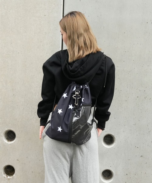 Port(ポート)の「【 Port / ポート 】 クリア ポケット付き デザイン ナップサック スター / ドット #(バックパック/リュック・レディース・ホワイト/ブラック/ホワイト系その他/ブラック系その他・FREE)」の15枚目の写真