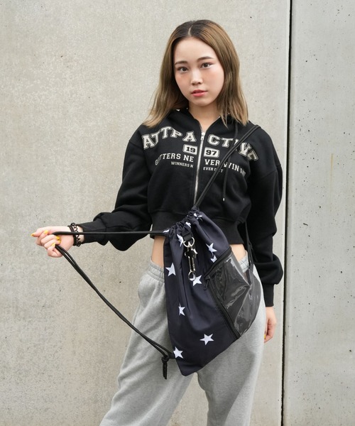 Port(ポート)の「【 Port / ポート 】 クリア ポケット付き デザイン ナップサック スター / ドット #(バックパック/リュック・レディース・ホワイト/ブラック/ホワイト系その他/ブラック系その他・FREE)」の13枚目の写真